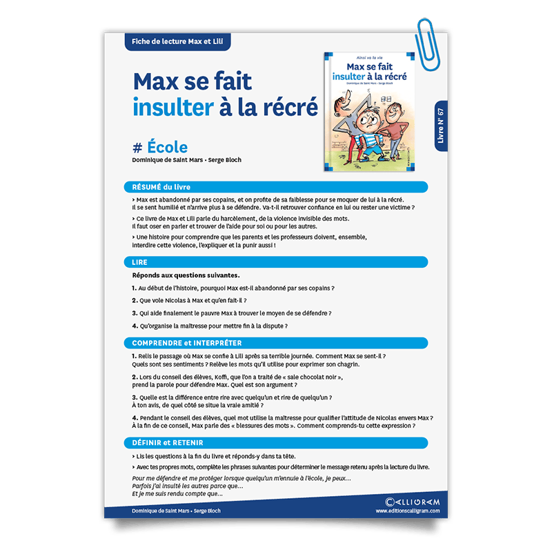 Max_et_Lili_Fiche_de_Lecture_67_Max_se_fait_insulter_a_la_recre